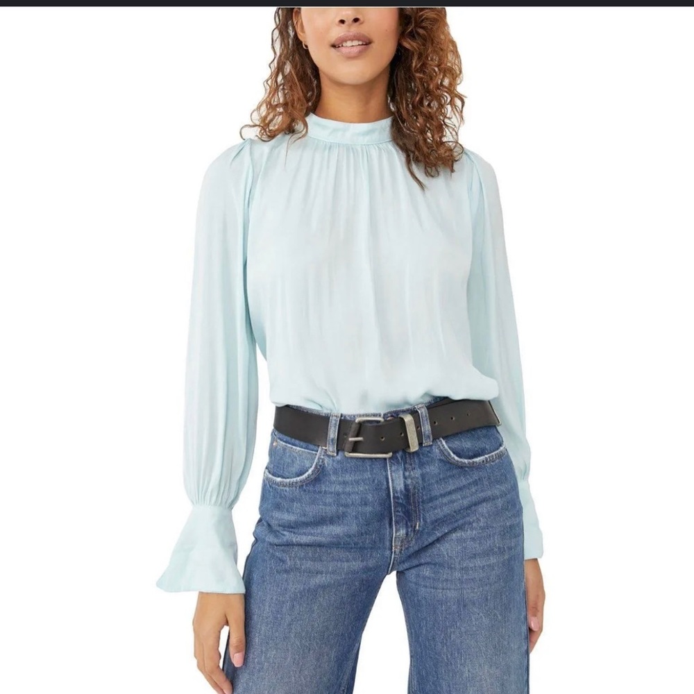 NWT - Free People Fiona Backless Top in Light Blue- Size Small